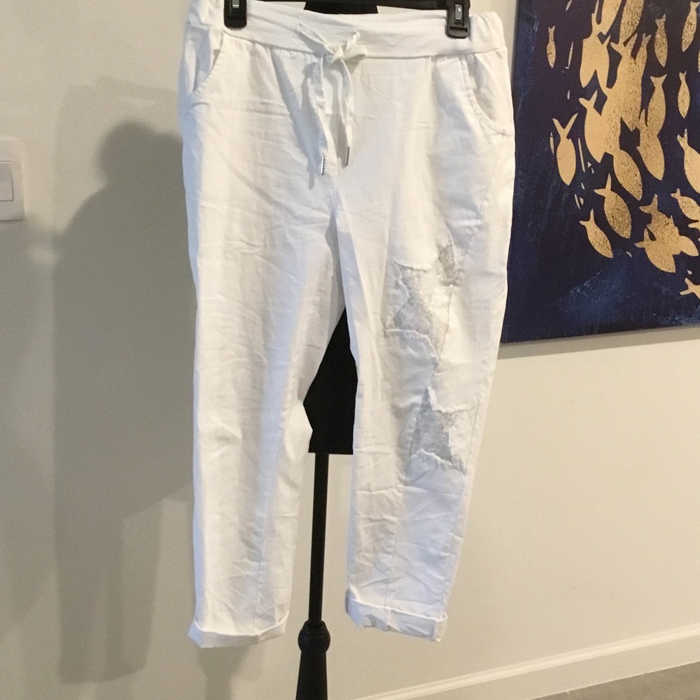 White Drawstring Pants - image 1